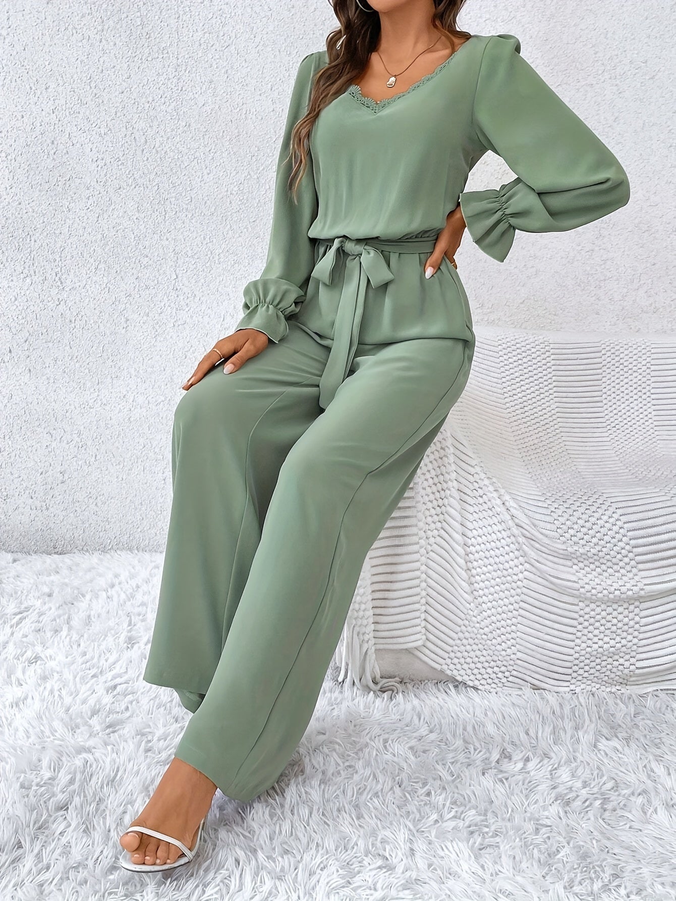 Combinaison Fluide Femme Verte Clair